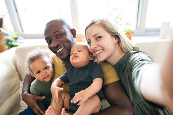 Happy family with healthcare coverage