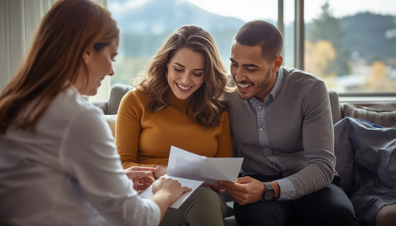 Couple discussing maternity insurance